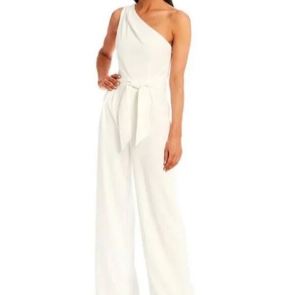 Antonio Melani - Carlos Jumpsuit Off-White One Shoulder Wide Leg Sz. 10 - Picture 1 of 8